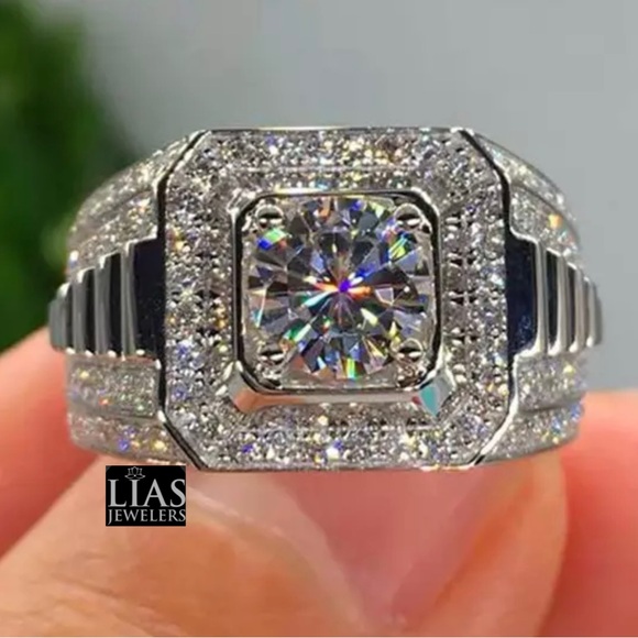 New 18k white gold men wedding ring